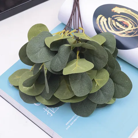 Artificial Eucalyptus Stem Silk Flower Leaves Faux Greenery Branch For Home Wedding Party Decoration Photography Props