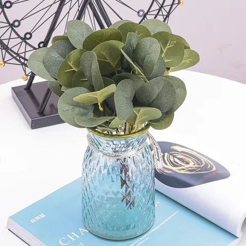 Artificial Eucalyptus Stem Silk Flower Leaves Faux Greenery Branch For Home Wedding Party Decoration Photography Props