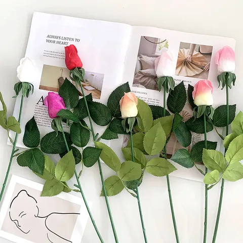 Moisturizing Real Touch Artificial Rose Single Stem Latex Soft Glue Silk Flower For Home Wedding Party Decor Photography Prop
