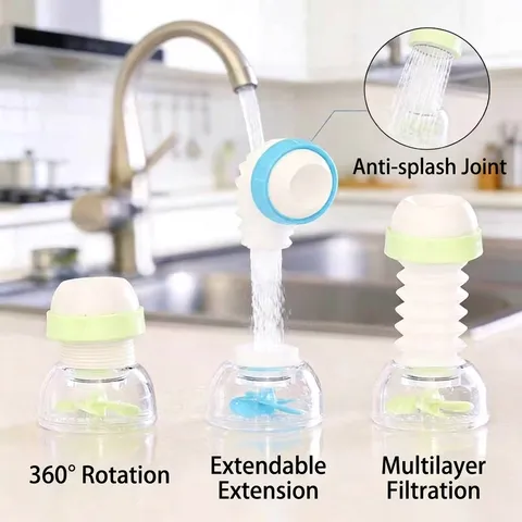 PP Maifan Stone Faucet Extender 360 Degree Rotation Telescopic Kitchen Splash-proof Shower Head Filter Water Purifier Tap Sprayer