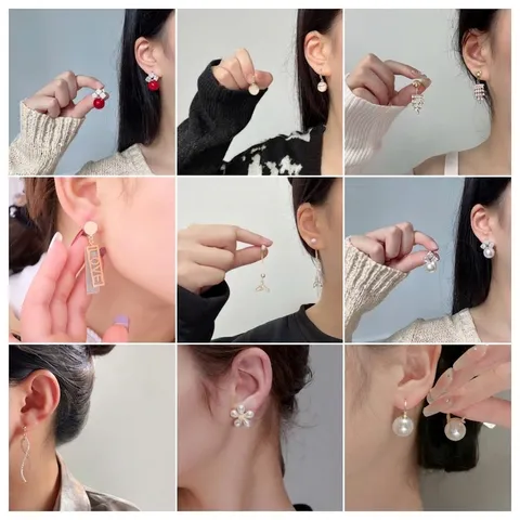 Luxury Alloy Rhinestone Flower Drop Earrings With 925 Sterling Silver Post Artificial Pearl Tassel Earrings For Women Party Jewelry