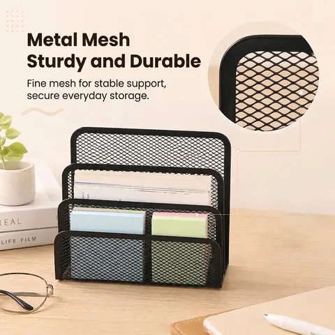 Black Metal Mesh Desk File Organizer 4 Tier Letter Tray Desktop Document Holder Office Stationery Storage Rack Folder Support