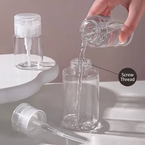 Travel Press Dispensing Bottle Portable Transparent Plastic Empty Bottle For Shampoo Skincare Lotion Makeup Remover Essentials