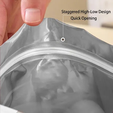 Food Grade Aluminum Foil Freezer Bag Reusable Zipper Sealer Bag For Refrigerator Meat Fish Storage Home Organization 10pcs