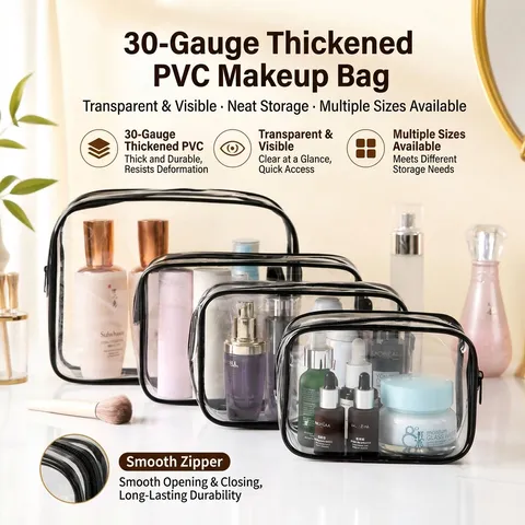 Borsa da Trucco Trasparente in PVC Impermeabile Trousse da Viaggio per Articoli da Toeletta Organizer per Cosmetici Ispessito per Uomo Donna