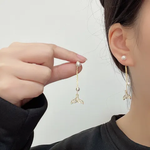 Luxury Alloy Rhinestone Flower Drop Earrings With 925 Sterling Silver Post Artificial Pearl Tassel Earrings For Women Party Jewelry