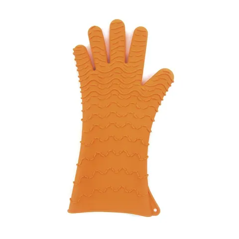Thickened Silicone BBQ Gloves Heat Resistant Oven Mitts For Kitchen Baking Microwave Cooking Tool Orange