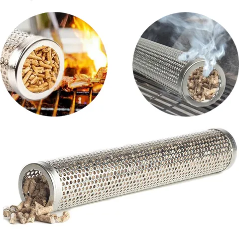 Stainless Steel Pellet Smoker Tube Portable Cold Smoke Generator Multi-Shape Mesh Pipe For Outdoor BBQ Meat Smoking Grills Accessory