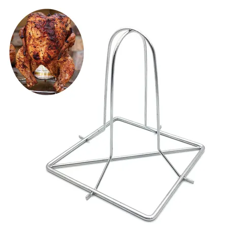 Portable Stainless Steel Foldable Chicken Roaster Rack Beer Can Chicken Stand Vertical Poultry Roaster BBQ Grilling Rack For Outdoor Picnic Camp