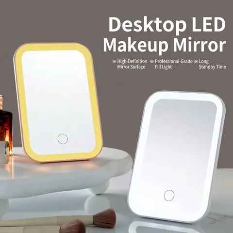 LED Makeup Mirror with 3 Light Modes Portable Desktop Touch Screen Vanity Mirror Rechargeable Table Mirror for Women Makeup