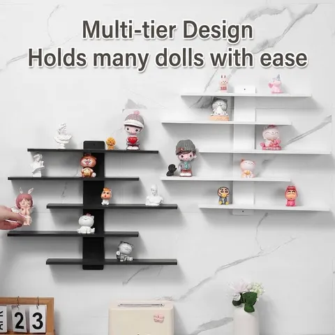 Modern Minimalist 5-Tier Wall-Mounted MDF Floating Shelf Multi-Layer Display Rack For Hand-Made Figures Blind Box Storage Home Decor