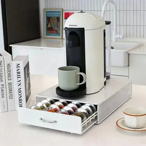Portacapsule da Caffè in Metallo a Cassetto Capacità 40 Capsule Base per Macchina da Caffè Organizzatore per Cucina