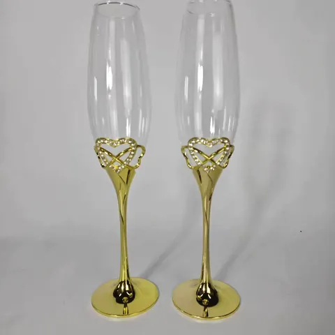 Luxus Kristall Champagnerflöten Set Mit Strass Ineinandergreifendem Herzstiel Galvanisierter Metallbasis Romantische Hochzeit Weingläser Elegante Jubiläumsparty Geschirr Geschenke