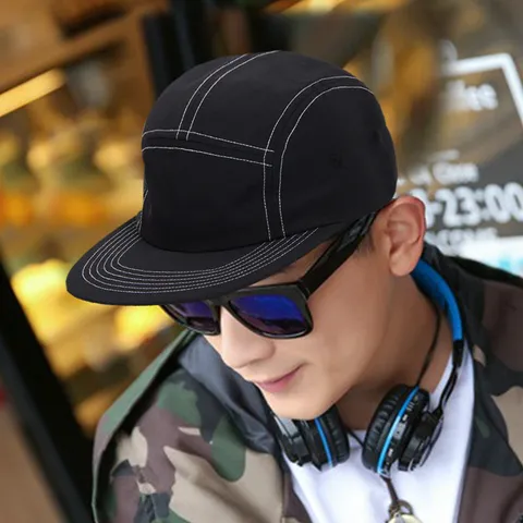 Unisex 5-Panel Skateboard Cap Flat Brim Hip Hop Baseball Hat Lightweight Breathable Streetwear Sun Protection Adjustable Cap