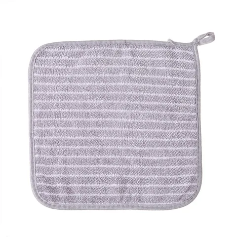Striped Coral Fleece Kitchen Dishcloth Absorbent Microfiber Cleaning Cloth For Washing Dishes Housekeeping Thickened Reusable Dish Towel