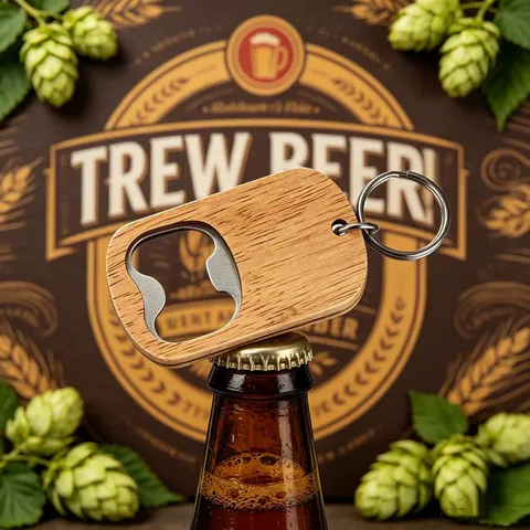 Portable Wood Stainless Steel Beer Bottle Opener Minimalist Oak Beech Wooden Handle Keychain Cap Lifter Manual Tool
