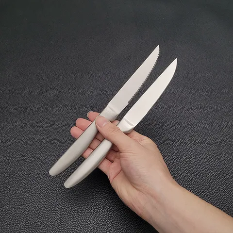 Coltello da Bistecca in Acciaio Inossidabile 420 Coltello da Tavola Seghettato Con Finitura Lucida Per Hotel Ristorante Casa Moderno Tinta Unita Stoviglie Occidentali