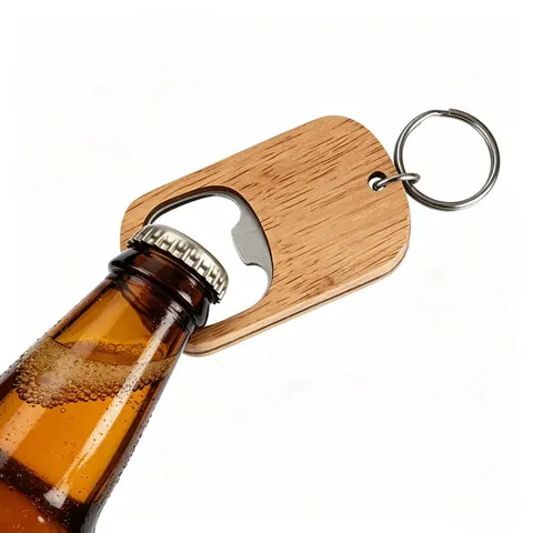 Portable Wood Stainless Steel Beer Bottle Opener Minimalist Oak Beech Wooden Handle Keychain Cap Lifter Manual Tool