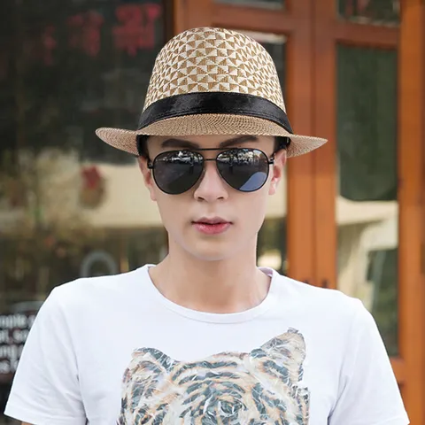 British Retro Straw Fedora Hat For Men Women Summer Breathable Sun Protection Beach Sunshade Gentleman Jazz Straw Hat