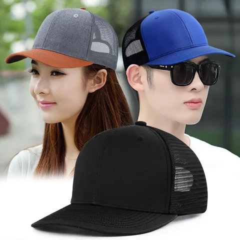 Gorra Trucker de Malla Transpirable Unisex Ala Curva Gorra de Béisbol Ajustable Protección Solar Verano Mezcla Algodón Poliéster