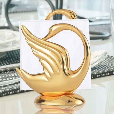 European Fashion Zinc Alloy Swan Napkin Holder Gold Metal Tissue Rack For Hotel Restaurant Home Table Decoration Luxury Tissue Stand
