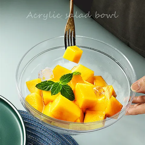 Saladier Rond en Acrylique Incassable Transparent pour Fruits Eau Sucrée Cuisine Commerciale Maison Bol Transparent