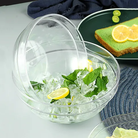 Saladier Rond en Acrylique Incassable Transparent pour Fruits Eau Sucrée Cuisine Commerciale Maison Bol Transparent