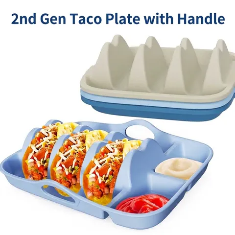 Silicone Taco Holder Divided Tray With Sauce Compartments Microwave Oven Safe Corn Tortilla Rack For Party Home Kitchen