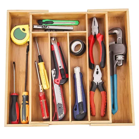 Organizador De Cajones De Cocina Extensible De Bambú Bandeja Para Cubiertos Divisor De Cubiertos Para Utensilios Herramientas Estilo Madera Natural Hogar
