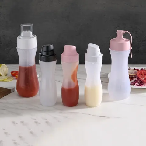 Botella de Compresión de PE de Grado Alimenticio Dispensador de Condimentos de Cocina Con Escala Para Salsa de Tomate Miel Aceite