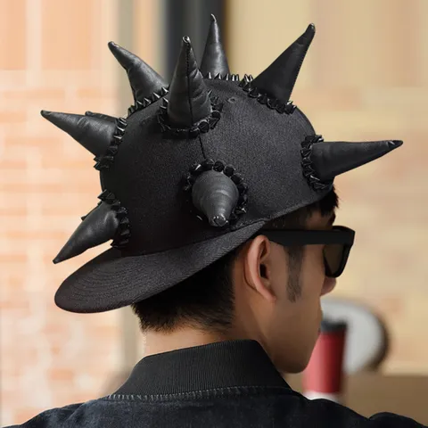 Gorra de Béisbol Hip Hop Novedad Cuernos Puntas Gimmick Punk Escenario Actuación Sombrero Snapback Visera Plana Hombres Mujeres Streetwear Baile