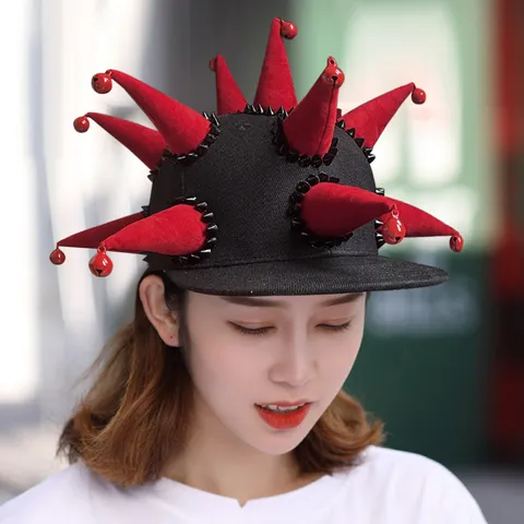 Gorra de Béisbol Hip Hop Novedad Cuernos Puntas Gimmick Punk Escenario Actuación Sombrero Snapback Visera Plana Hombres Mujeres Streetwear Baile