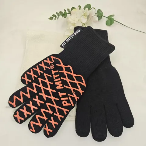 Flame Retardant Fiber Cotton Silicone Heat Resistant BBQ Oven Gloves Non Slip Modern Minimalist Geometric Printed Kitchen Grill Gloves