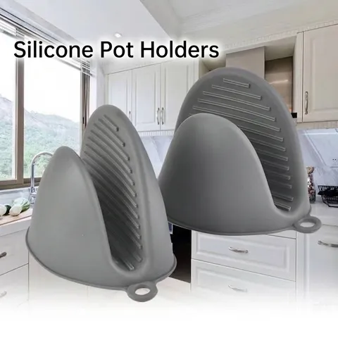 Manoplas de Silicona Resistentes al Calor Mini Guantes de Horno Anti-Escaldaduras Soportes para Ollas para Cocina Hornear Microondas Fuente de Horno Aislamiento Térmico
