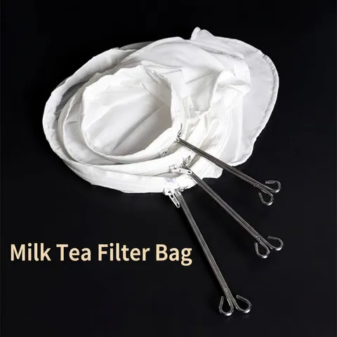 Reusable Cotton Tea Filter Bag With Stainless Steel Ring Handle Reusable Fine Mesh Strainer For Hong Kong Milk Tea Soy Milk Medicine Coffee Filter