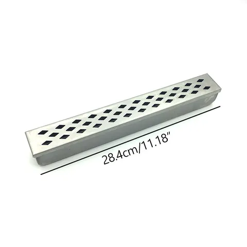 Scatola Affumicatore BBQ in Acciaio Inossidabile Scatola Rettangolare per Trucioli di Legno Design Perforato per Strumento di Cottura all'Aperto
