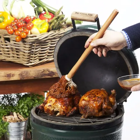 Wooden Handle Cotton Mop BBQ Brush Sauce Basting Tool For Outdoor Grilling Large Area Basting Mop With Removable Cotton Head