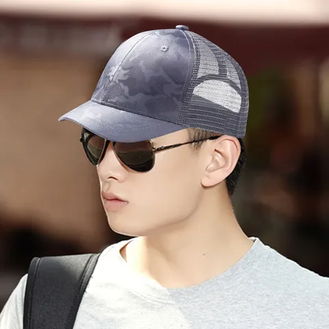 Camouflage Mesh Baseball Cap Men Women Short Brim Outdoor Breathable Hard Top Trucker Hat Equestrian Sun Hat Summer Sport Casual Caps