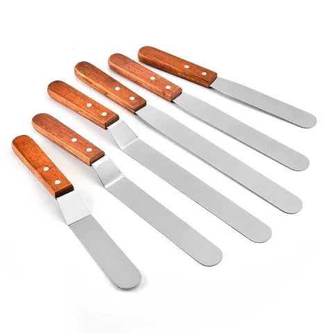 Stainless Steel Cake Spatula Wooden Handle Professional Baking Cream Butter Icing Smoother Kitchen Offset Straight Palette Knife