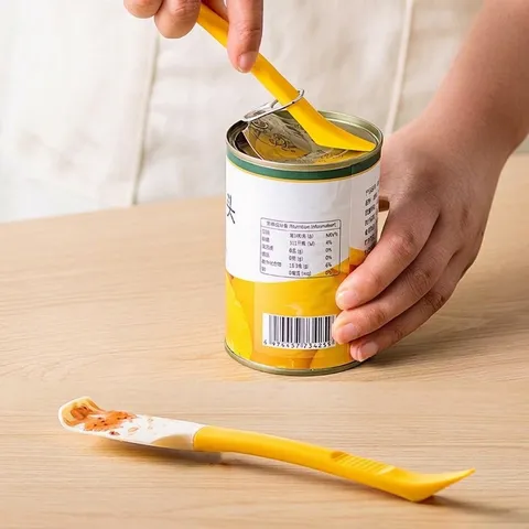 Spatola per Marmellata in Silicone Alimentare Raschietto Con Testa Curva a Doppio Lato Manico Lungo Apriscatole Utensile da Cucina