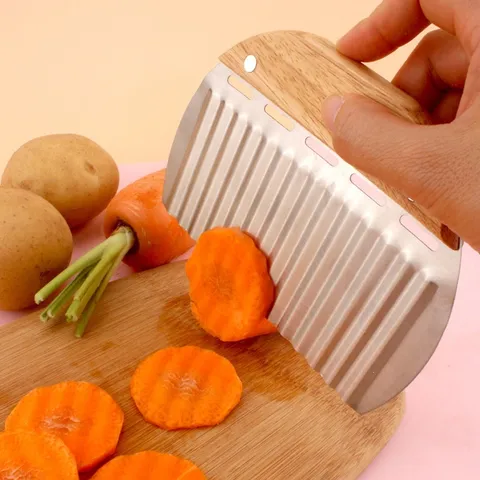 Stainless Steel Dough Scraper With Wood Handle 14cm Scale Square Semi-circular Baking Tool Wavy Potato Cutter Kitchen Gadget Flour Knife