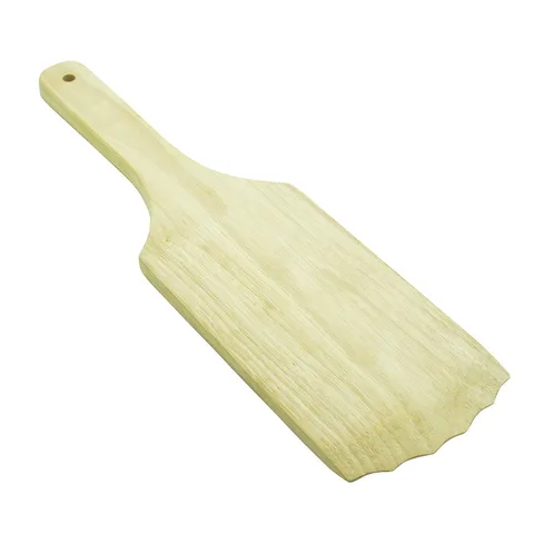 Grattoir à Barbecue en Bois Naturel Avec Bord Dentelé Long Manche Pelle de Nettoyage de Barbecue pour Cuisine Extérieure Accessoire