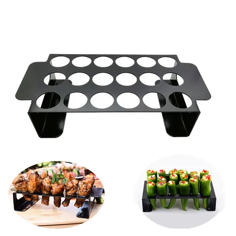 Non-Stick Carbon Steel Chili Grilling Rack With Jalapeno Corer Tool Portable Outdoor BBQ Chicken Leg Roaster Stand Grill Accessories