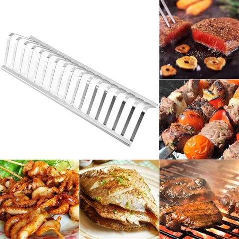 Stainless Steel BBQ Grill Rack Triangular Rib Rack Meat Stand For Outdoor Camping Indoor Kitchen Cooking Barbecue Accessories
