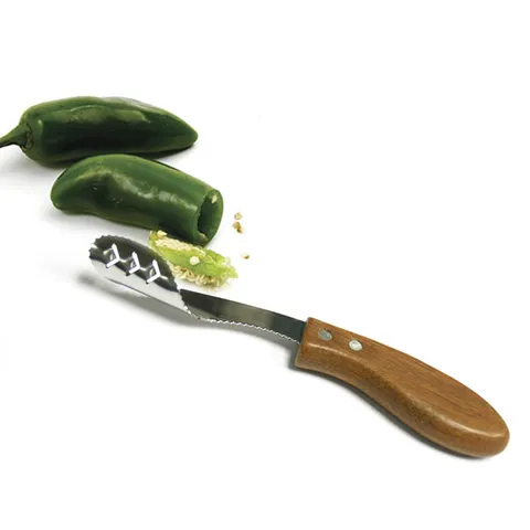 Stainless Steel Pepper Corer Jalapeno Deseeder Serrated Seed Remover Tool With Rosewood Silicone Handle Kitchen Vegetable Gadget