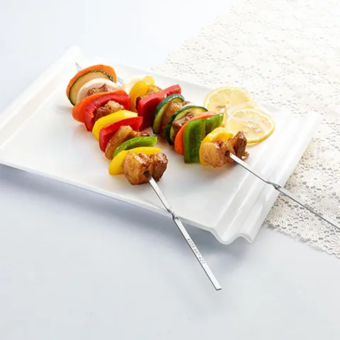 Edelstahl Grillspieße Flache Metall Grillstäbe Mit Spiralgriff Wiederverwendbare Fleisch Shish Kabob Nadeln Für Outdoor Grillen Picknick Camping