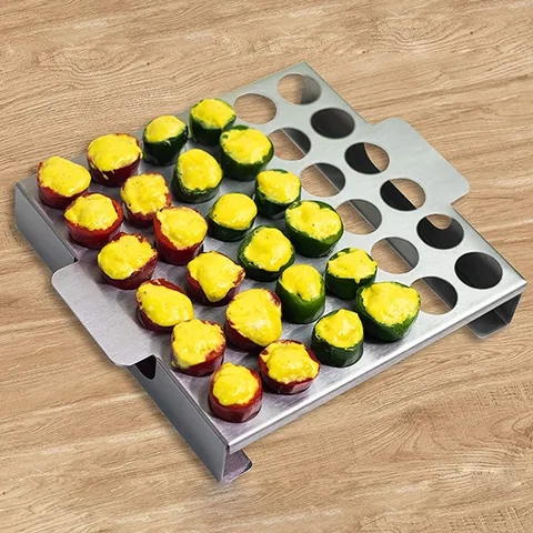 Stainless Steel Pepper Grill Rack With Hole For Jalapeño Poppers Chicken Leg Roaster Stand BBQ Roasting Tool Outdoor Camping Picnic Accessory