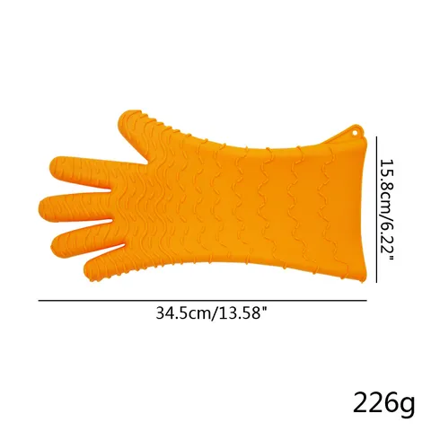 Thickened Silicone BBQ Gloves Heat Resistant Oven Mitts For Kitchen Baking Microwave Cooking Tool Orange