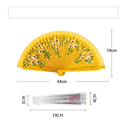 Abanico Plegable Español Pintado a Mano Floral Doble Cara para Mujer Abanico Vintage de Madera Decorativo Regalo