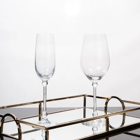 Handgemaakt Kristalglas Wijnglas Met Strass Gevulde Steel Transparant Wijn Champagneglas Voor Bruiloft Banket Feest Thuis Drinkware